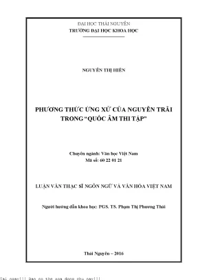 Phương Thức Ứng Xử Của Nguyễn Trãi Trong Quốc Âm Thi Tập