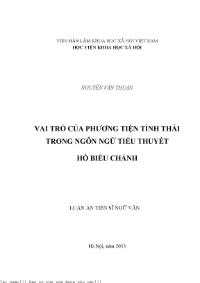 Vai Trò Của Phương Tiện Tình Thái Trong Tiểu Thuyết Hồ