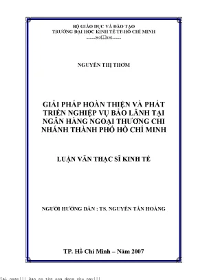 Giải Pháp Phát Triển Nghiệp Vụ Bảo Lãnh Tại Ngân Hàng 