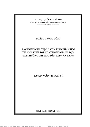 Tác Động Của Ý Kiến Phản Hồi Sinh Viên Đến Hoạt Động
