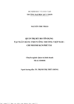 Quản Trị Rủi Ro Tín Dụng Tại Ngân Hàng TMCP Công Thương