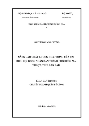 Nâng Cao Chất Lượng Hoạt Động Của Đại Biểu Hội Đồng Nhân