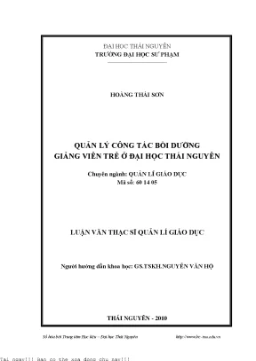 Quản Lý Bồi Dưỡng Giảng Viên Trẻ Tại Đại Học Thái Nguyên