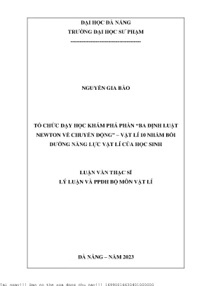 Tổ Chức Dạy Học Khám Phá Ba Định Luật Newton Về Chuyển 