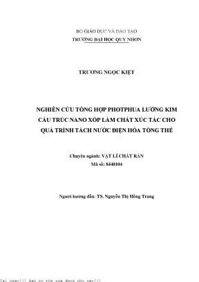 Nghiên Cứu Vật Liệu Photphua Lưỡng Kim Nano Xốp Làm Chất