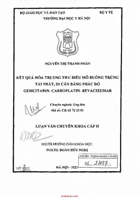 Nghiên Cứu Kết Quả Hóa Trị Ung Thư Buồng Trứng Tái Phát