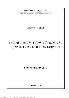 Nghiên Cứu Hiệu Ứng Lượng Tử Trong Hệ Nanô