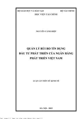 Quản Lý Rủi Ro Tín Dụng Đầu Tư Phát Triển Tại Ngân Hàng