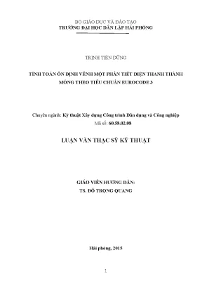 Tính Toán Ổn Định Vênh Thanh Thành Mỏng Theo Tiêu Chuẩn