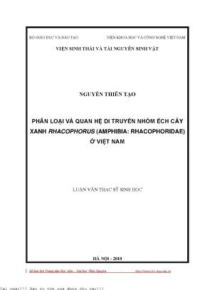 Nghiên Cứu Phân Loại và Di Truyền Nhóm Ếch Cây Xanh 