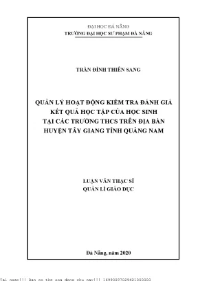 Quản Lý Hoạt Động Kiểm Tra Đánh Giá Kết Quả Học Tập Tại
