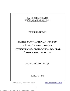 Nghiên Cứu Thành Phần Hóa Học Cây Ngũ Vị Nam (Kadsura