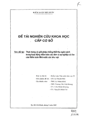 Giải Pháp Chống Thất Thu Ngân Sách Trong Kiểm Toán Các