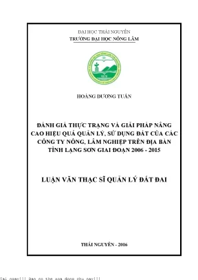 Đánh Giá Hiệu Quản Lý Đất Đai Tại Lạng Sơn Giai Đoạn