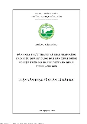 Giải Pháp Nâng Cao Hiệu Quả Sử Dụng Đất Nông Nghiệp Tại