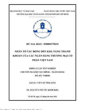 Nhân Tố Tác Động Đến Khả Năng Thanh Khoản Của Ngân Hàng