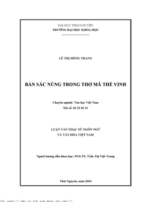 Bản Sắc Dân Tộc Nùng Trong Thơ Mã Thế Vinh