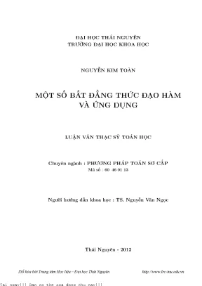 Bất Đẳng Thức Đạo Hàm và Ứng Dụng trong Toán Học Sơ Cấp