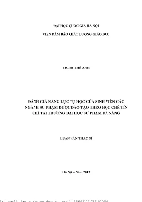 Đánh Giá Năng Lực Tự Học Của Sinh Viên Ngành Sư Phạm Tại