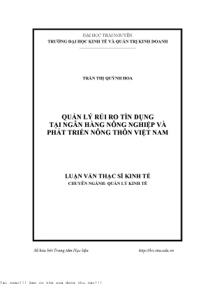 Quản lý rủi ro tín dụng hiệu quả tại ngân hàng nông