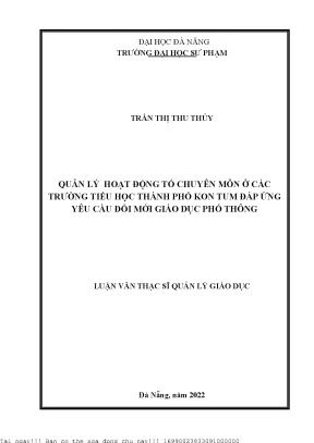 Quản Lý Hoạt Động Tổ Chuyên Môn Ở Trường Tiểu Học Tại