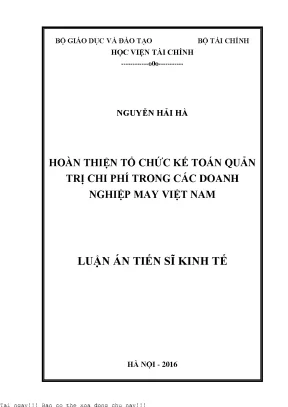 Hoàn thiện tổ chức kế toán quản trị chi phí trong doanh