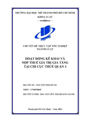 Thực Tập Tốt Nghiệp Ngành Luật: Kê Khai Và Nộp Thuế Giá