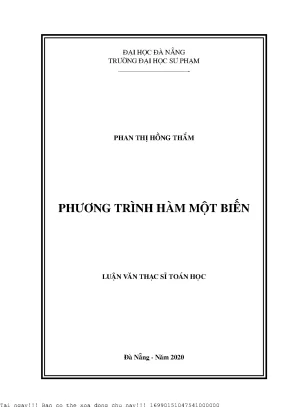 Nghiên Cứu Phương Trình Hàm Một Biến: Lý Thuyết và