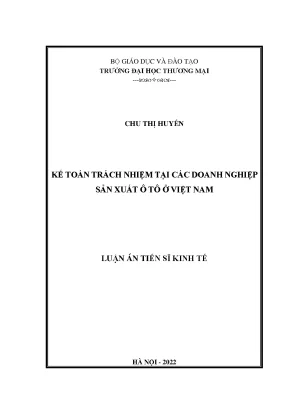 Kế Toán Trách Nhiệm Tại Doanh Nghiệp Sản Xuất Ô Tô Ở