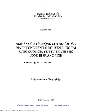 Tác Động Của Người Dân Địa Phương Đến Tài Nguyên Rừng