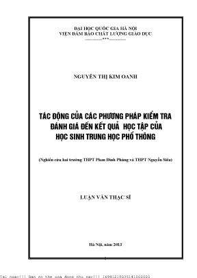 Phương Pháp Kiểm Tra Đánh Giá Kết Quả Học Tập Tại Trường
