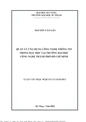 Quản Lý Ứng Dụng Công Nghệ Thông Tin Trong Dạy Học Tại
