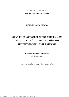 Quản Lý Bồi Dưỡng Chuyên Môn Cho Giáo Viên Mầm Non Tại
