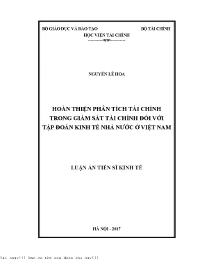 Phân Tích Tài Chính Trong Giám Sát Tài Chính Đối Với Tập
