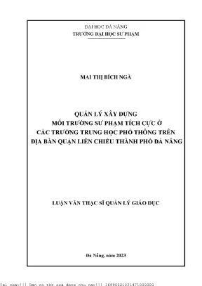 Quản Lý Xây Dựng Môi Trường Sư Phạm Tích Cực Tại Các