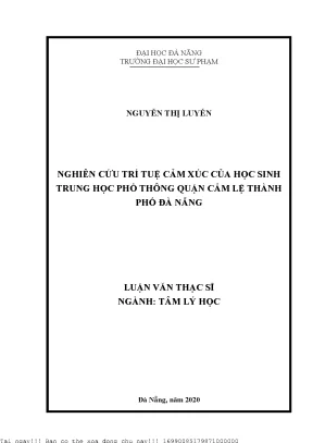 Nghiên Cứu Trí Tuệ Cảm Xúc Của Học Sinh Trung Học Phổ
