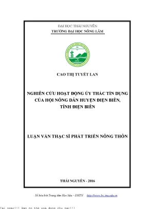 Nghiên Cứu Hoạt Động Ủy Thác Tín Dụng Tại Huyện Điện Biên