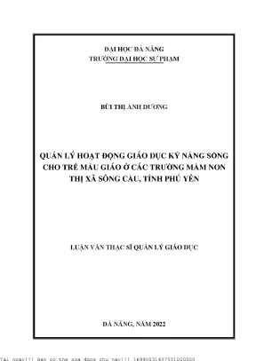 Quản Lý Giáo Dục Kỹ Năng Sống Cho Trẻ Mẫu Giáo Tại Các