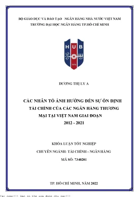 Các Nhân Tố Ảnh Hưởng Đến Sự Ổn Định Tài Chính Của Ngân