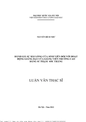 Đánh Giá Sự Hài Lòng Của Sinh Viên Đối Với Hoạt Động