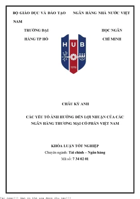 Các Yếu Tố Ảnh Hưởng Đến Lợi Nhuận Của Ngân Hàng Thương