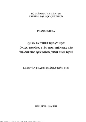 Quản Lý Thiết Bị Dạy Học Tại Trường Tiểu Học Ở Quy Nhơn,