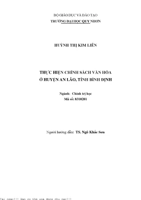 Chính Sách Văn Hóa Tại Huyện An Lão, Tỉnh Bình Định:
