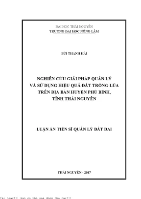 Giải Pháp Quản Lý Hiệu Quả Đất Trồng Lúa Tại Huyện Phú