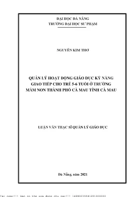 Quản Lý Hoạt Động Giáo Dục Kỹ Năng Giao Tiếp Cho Trẻ 5-6