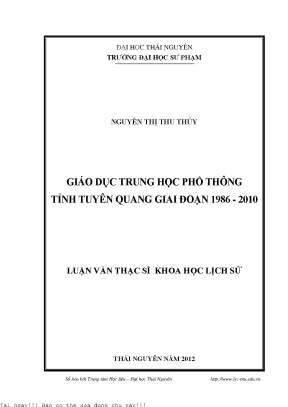Giáo Dục Trung Học Phổ Thông Tỉnh Tuyên Quang Giai Đoạn