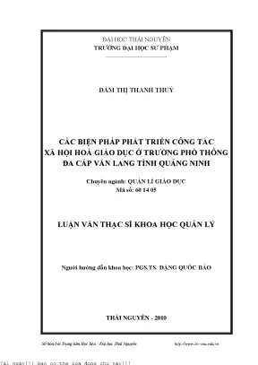 Phát Triển Công Tác Xã Hội Hóa Giáo Dục Tại Trường Phổ