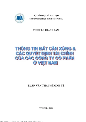 Thông Tin Bất Cân Xứng và Quyết Định Tài Chính của Công