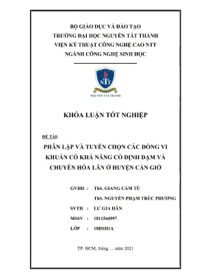 Nghiên Cứu Phân Lập Vi Khuẩn Chuyển Hóa Lân Tại Huyện