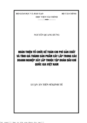 Nâng cao tổ chức kế toán chi phí sản xuất và tính giá